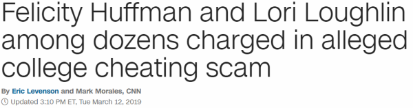 Felicity Huffman and Lori Loughlin among dozens charged in alleged college cheating scam