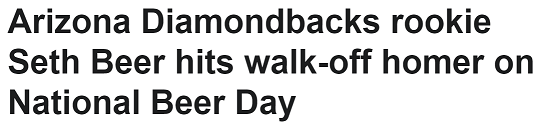 Arizona Diamondbacks rookie Seth Beer hits walk-off homer on National Beer Day