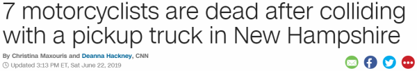  7 motorcyclists are dead after colliding with a pickup truck in New Hampshire