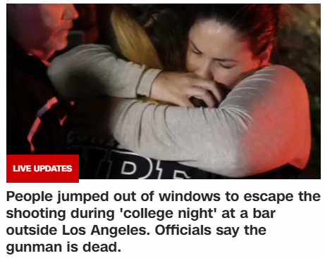 People jumped out of windows to escape the shooting during 'college night' at a bar outside Los Angeles. Officials say the gunman is dead.