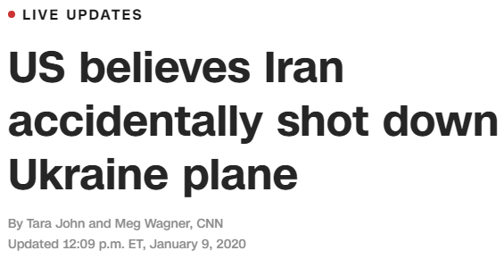 US believes Iran accidentally shot down Ukraine plane