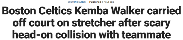 Boston Celtics Kemba Walker carried off court on stretcher after scary head-on collision with teammate