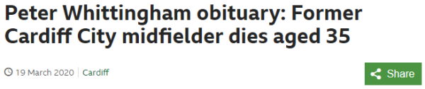 Peter Whittingham obituary: Former Cardiff City midfielder dies aged 35
