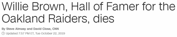 Willie Brown, Hall of Famer for the Oakland Raiders, dies