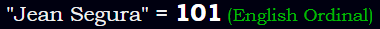 "Jean Segura" = 101 (English Ordinal)