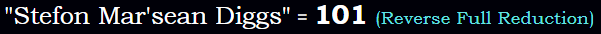 "Stefon Mar'sean Diggs" = 101 (Reverse Full Reduction)
