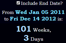 101 Weeks, 3 Days