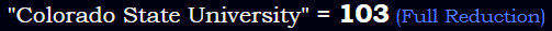 "Colorado State University" = 310 (English Ordinal)