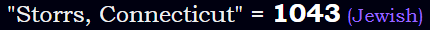 "Storrs, Connecticut" = 1043 (Jewish)