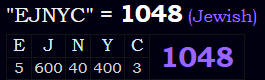 "EJNYC" = 1048 (Jewish)
