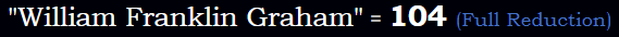 "William Franklin Graham" = 104 (Full Reduction)