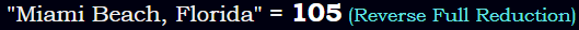 "Miami Beach, Florida" = 105 (Reverse Full Reduction)