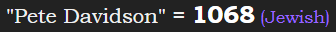 "Pete Davidson" = 1068 (Jewish)