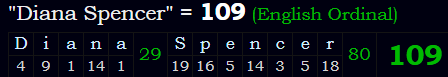 "Diana Spencer" = 109 (English Ordinal)