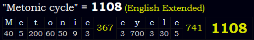 "Metonic cycle" = 1108 (English Extended)