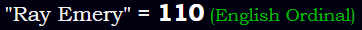 "Ray Emery" = 110 (English Ordinal)