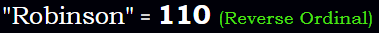 "Robinson" = 110 (Reverse Ordinal)