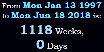 1118 Weeks, 0 Days