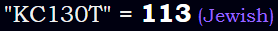 KCT = 113 (Jewish)