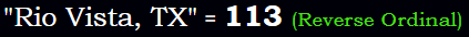 Rio Vista, TX = 113 Reverse