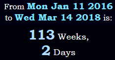 113 Weeks, 2 Days
