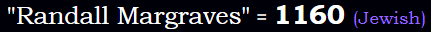 "Randall Margraves" = 1160 (Jewish)