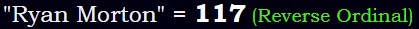 "Ryan Morton" = 117 (Reverse Ordinal)