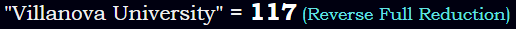 "Villanova University" = 99 (Single Reduction)