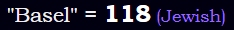 "Basel" = 118 (Jewish)