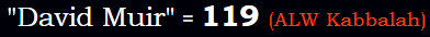 "David Muir" = 119 (ALW Kabbalah)