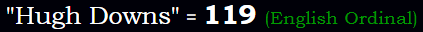 "Hugh Downs" = 119 (English Ordinal)