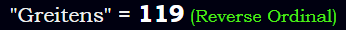 "Greitens" = 119 (Reverse Ordinal)