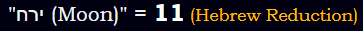 "ירח (Moon)" = 11 (Hebrew Reduction)