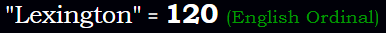 Lexington = 120 Ordinal