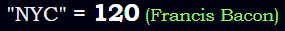 "NYC" = 120 (Francis Bacon)