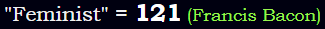 "Feminist" = 121 (Francis Bacon)