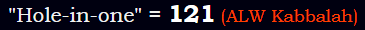 "Hole-in-one" = 121 (ALW Kabbalah)