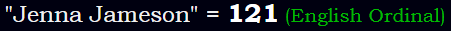 "Jenna Jameson" = 121 (English Ordinal)