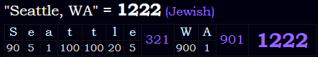 "Seattle, WA" = 1222 (Jewish)