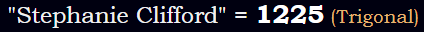 "Stephanie Clifford" = 1225 (Trigonal)