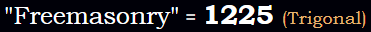 "Freemasonry" = 1225 (Trigonal)