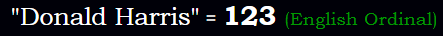 "Donald Harris" = 123 (English Ordinal)