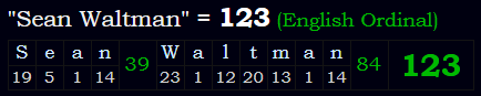 "Sean Waltman" = 123 (English Ordinal)