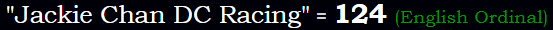 "Jackie Chan DC Racing" = 124 (English Ordinal)