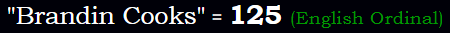 "Brandin Cooks" = 125 (English Ordinal)