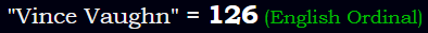 "Vince Vaughn" = 126 (English Ordinal)