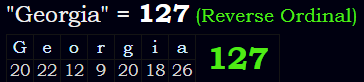 "Georgia" = 127 (Reverse Ordinal)