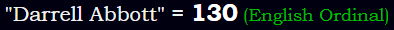 "Darrell Abbott" = 130 (English Ordinal)