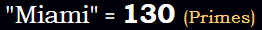 "Miami" = 130 (Primes)