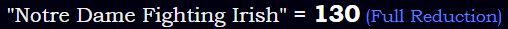 "Notre Dame Fighting Irish" = 130 (Full Reduction)